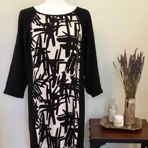 TIBI Black/White Silk Sheath Dress